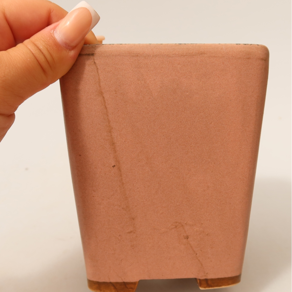 Vaso da bonsai in ceramica 10,5 x 10,5 x 12 cm, colore rosa