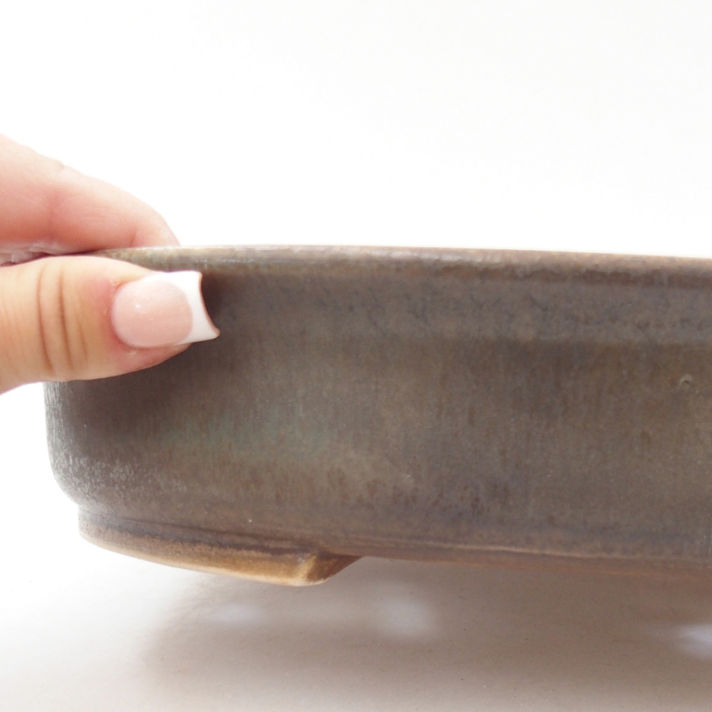 Ciotola per bonsai in ceramica 26,5 x 23,5 x 5,5 cm, verde