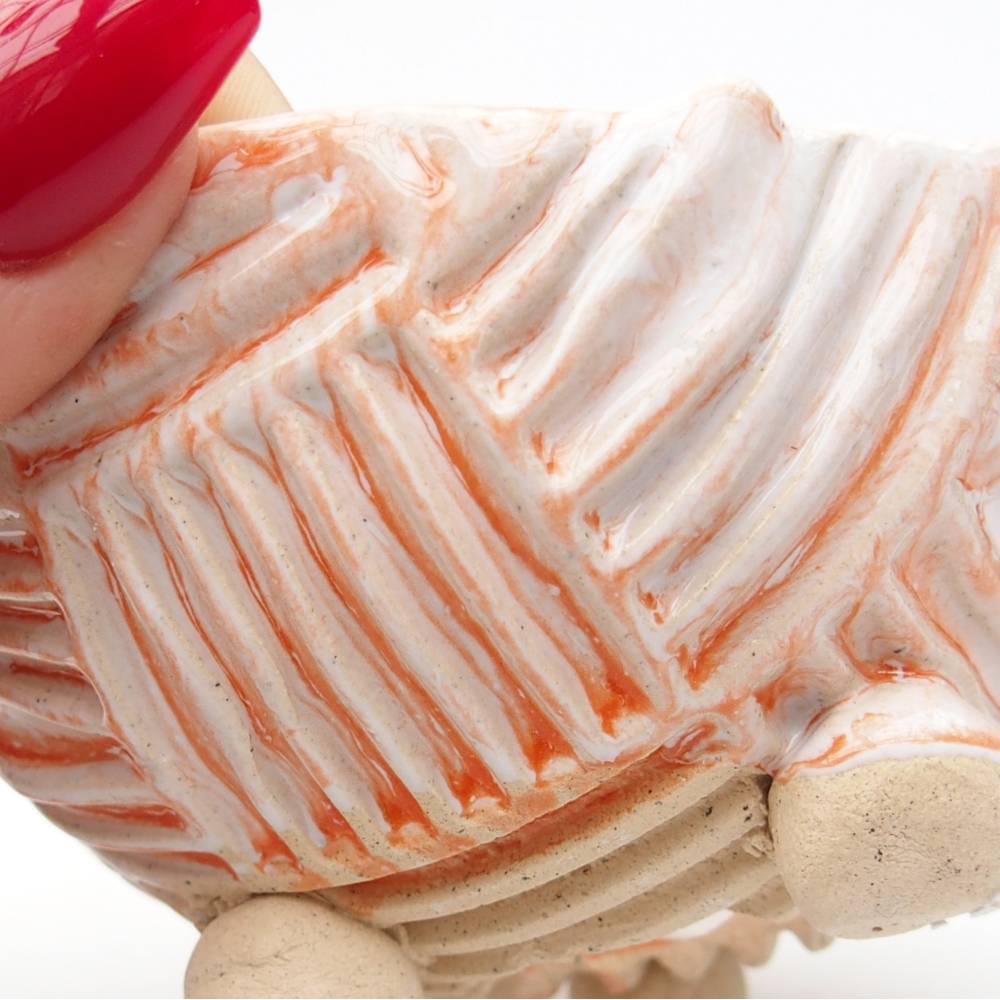 Conchiglia in ceramica 8 x 8 x 4,5 cm , colore arancione