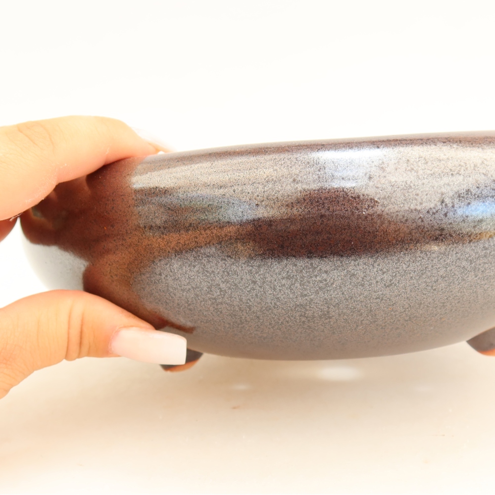 Vaso da bonsai in ceramica 20,5 x 20,5 x 7 cm, colore marrone