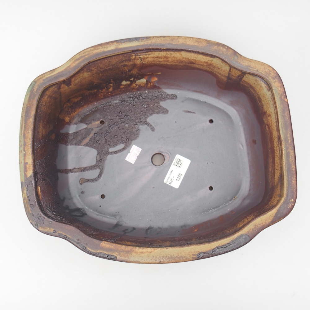 Ciotola bonsai in ceramica 30 x 26 x 10,5 cm, colore marrone-verde