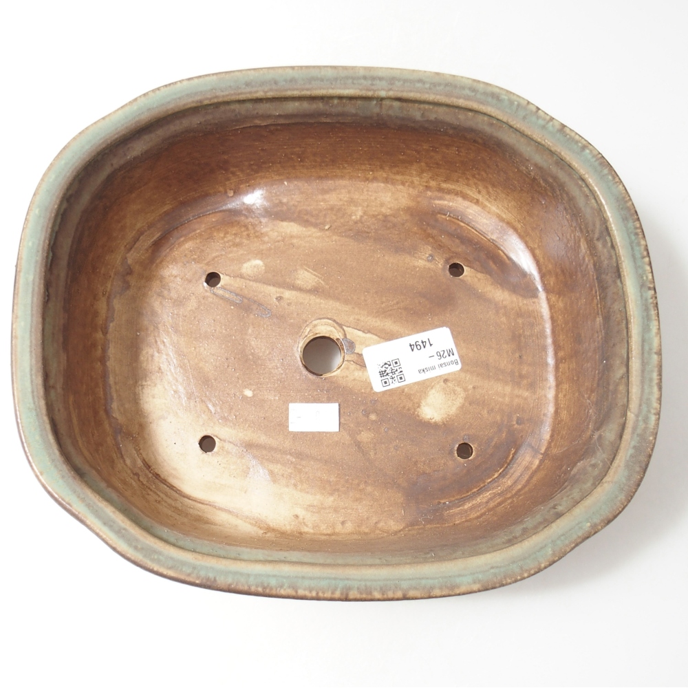 Ciotola per bonsai in ceramica 25 x 21 x 8 cm, verde