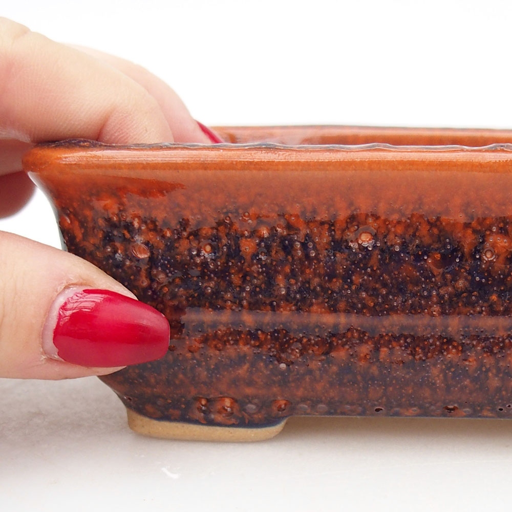 Ciotola bonsai in ceramica 13,5 x 10 x 4,5 cm, arancione