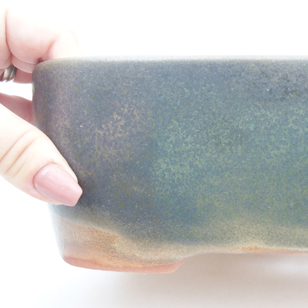 Ciotola bonsai in ceramica 23,5 x 19 x 7,5 cm, colore marrone-verde