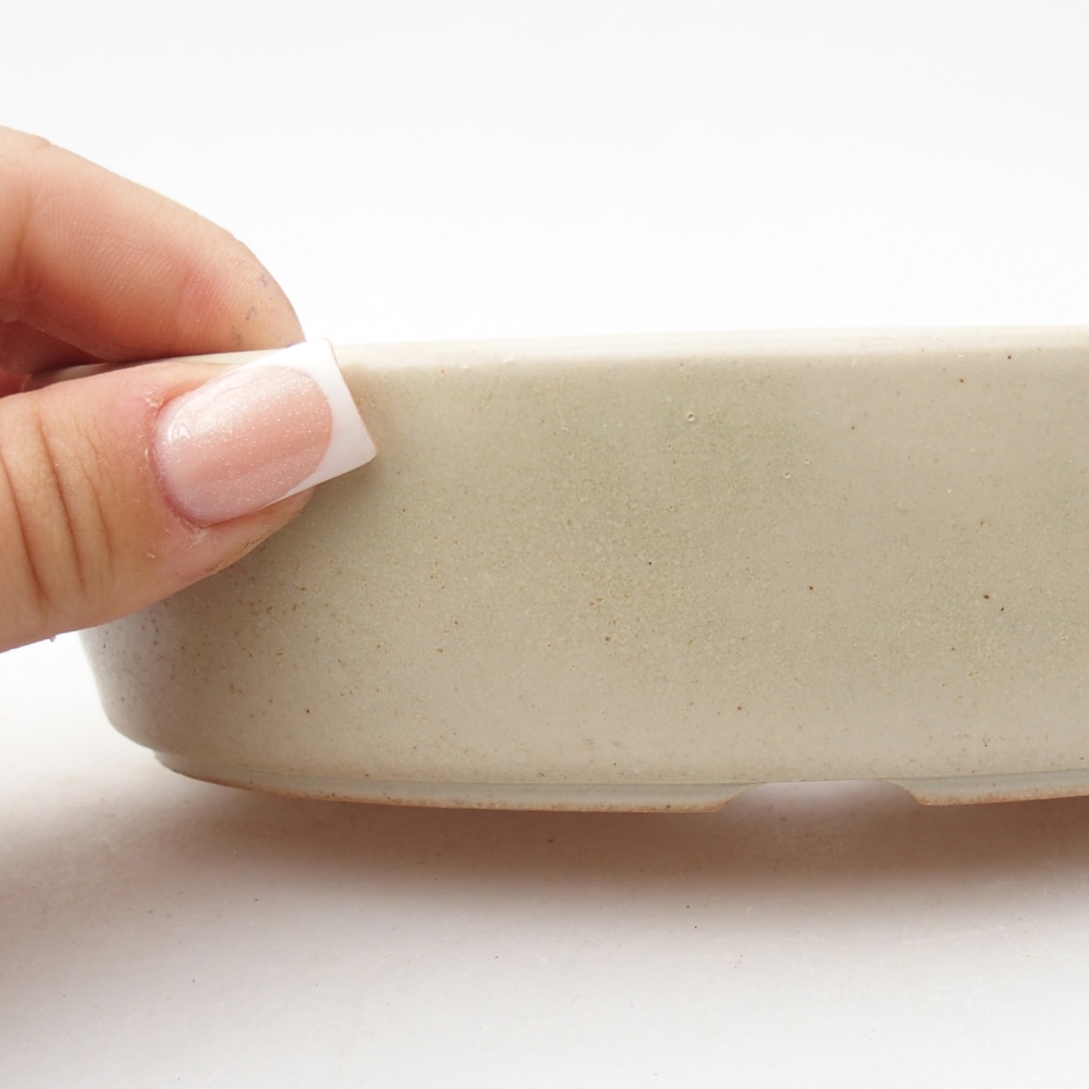 Ciotola per bonsai in ceramica 16,5 x 11,5 x 4,5 cm, colore beige