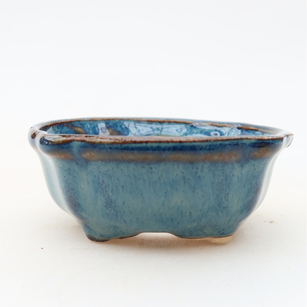 Vaso da bonsai in ceramica 6,5 x 6,5 x 2,5 cm, colore blu