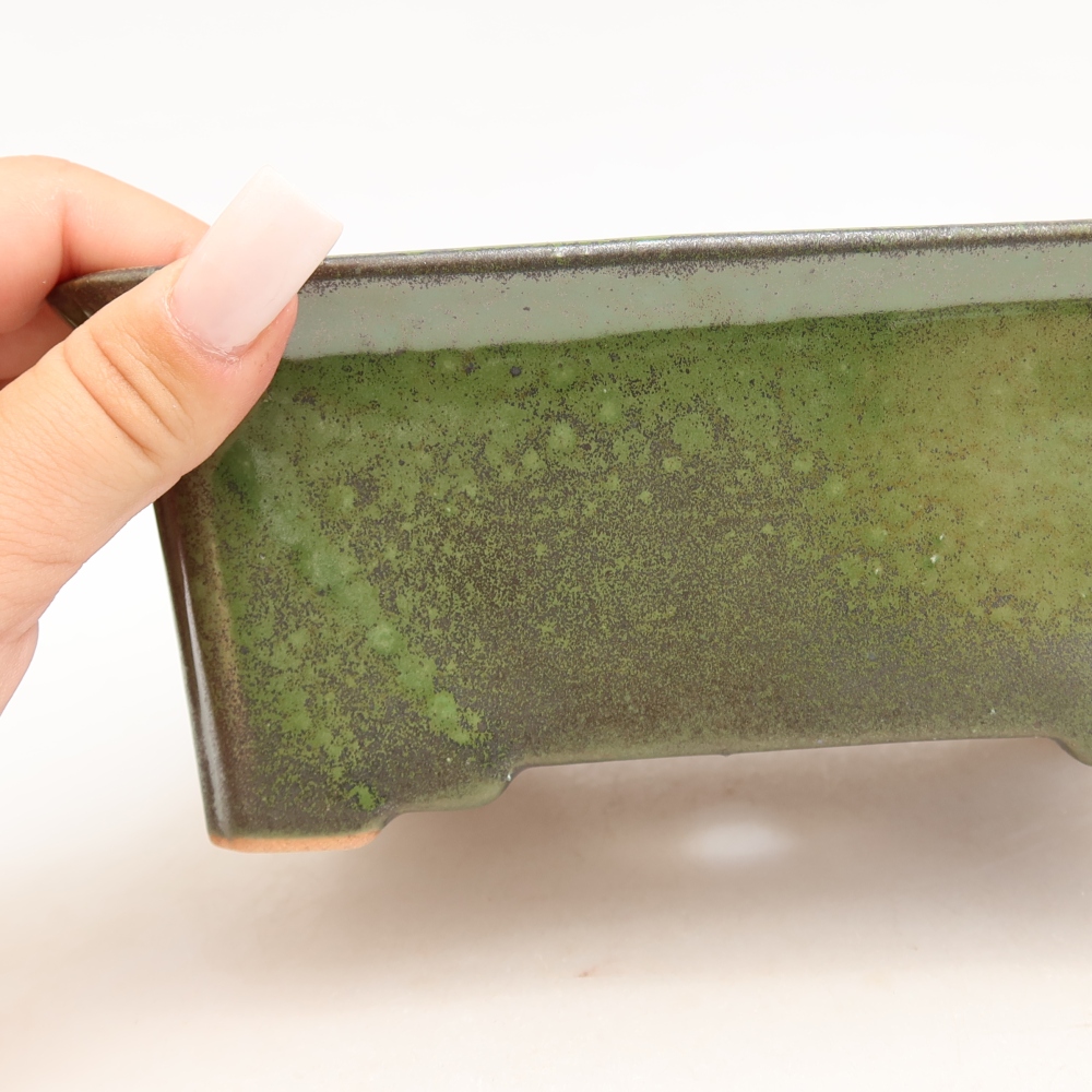 Vaso da bonsai in ceramica 18 x 14 x 7 cm, colore verde