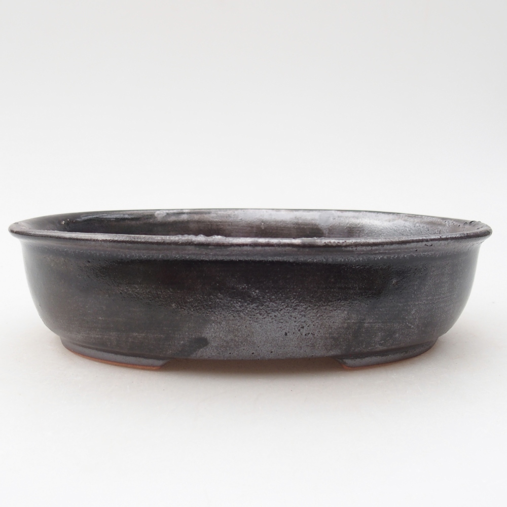 Ciotola bonsai in ceramica 19 x 14,5 x 4,5 cm, colore metallo