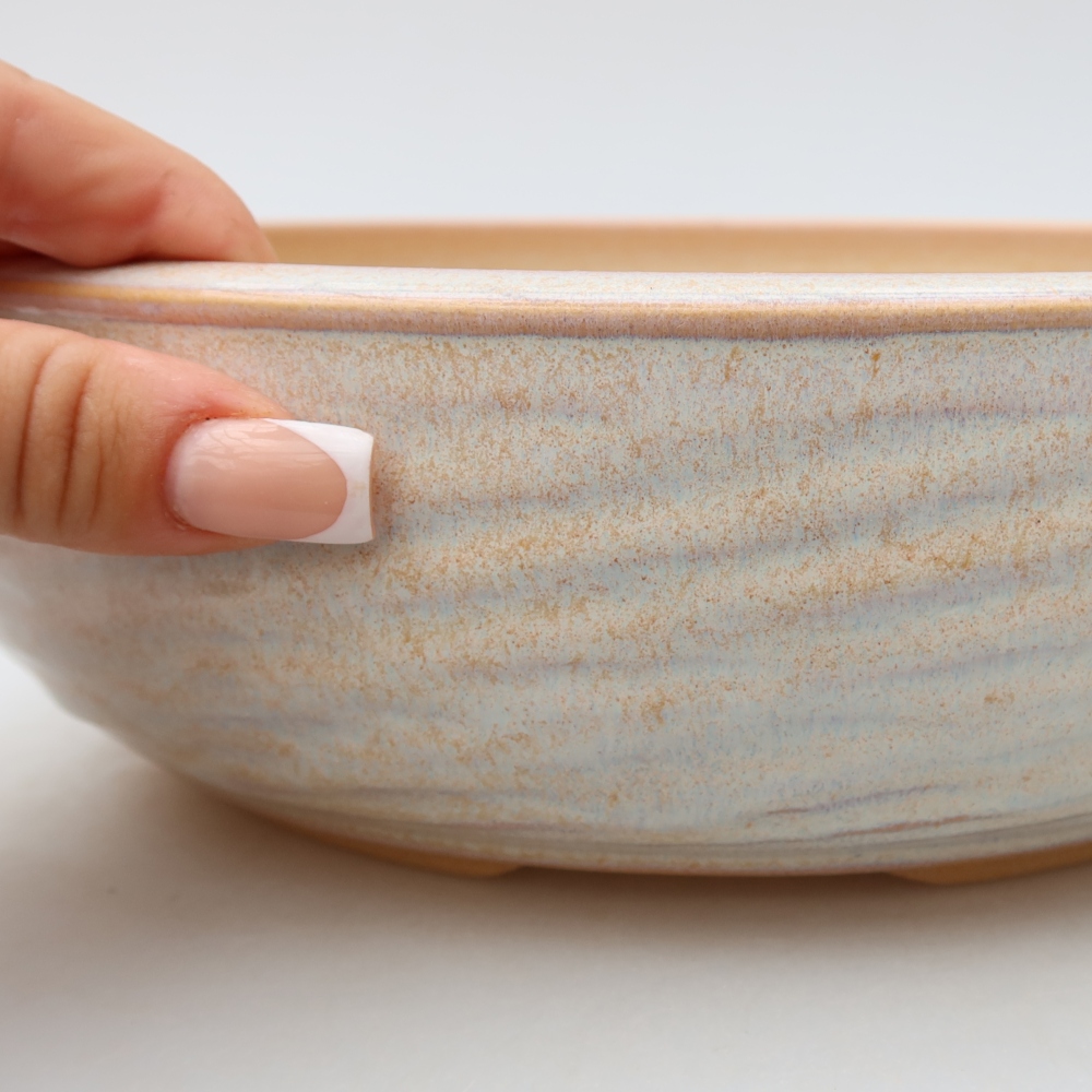 Vaso per bonsai in ceramica 25,5 x 25,5 x 7,5 cm, colore beige