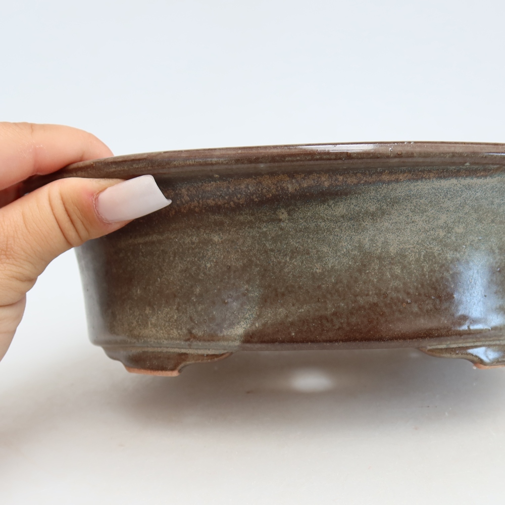 Vaso da bonsai in ceramica 22 x 17,5 x 6,5 cm, colore marrone