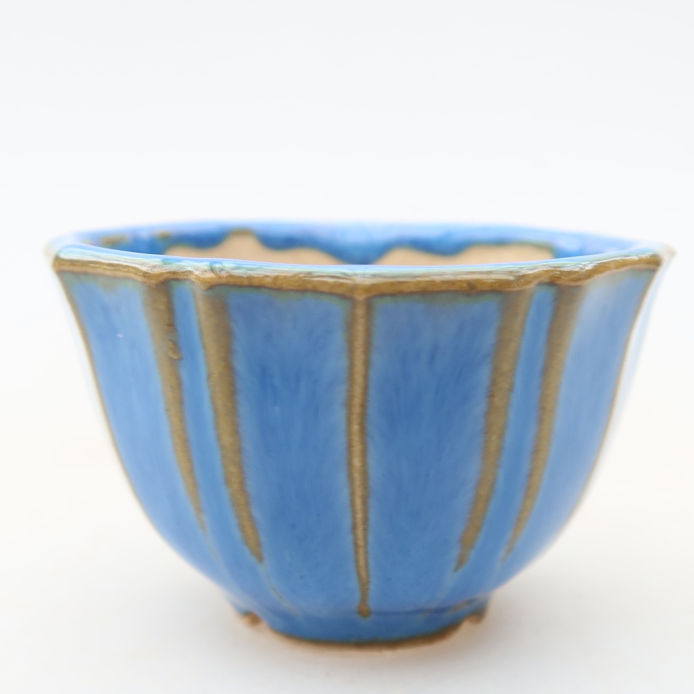 Vaso da bonsai in ceramica 5,5 x 5,5 x 3,5 cm, colore blu