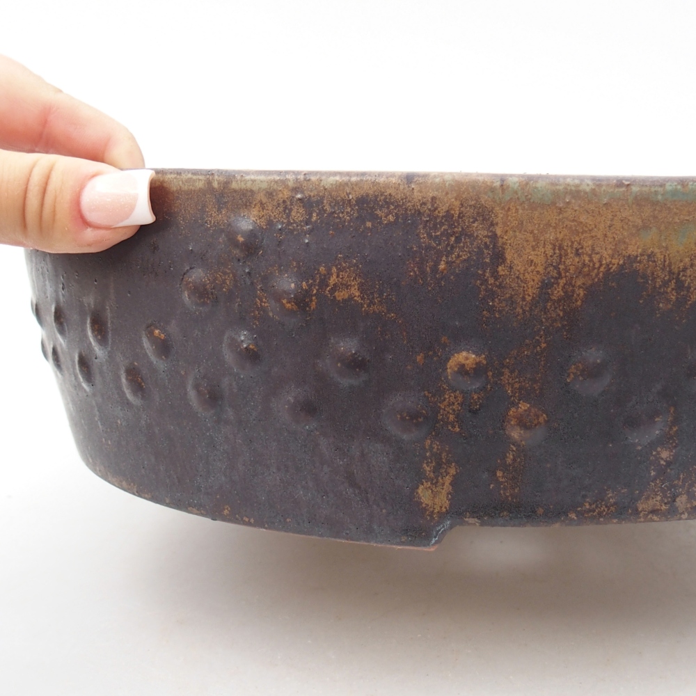Ciotola per bonsai in ceramica 27,5 x 27,5 x 8 cm, marrone