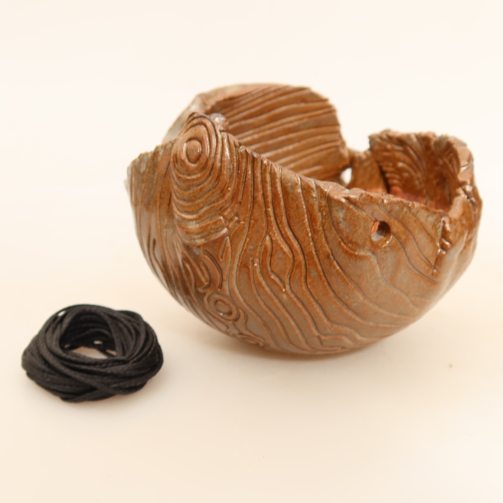 Contenitore in ceramica per Kokedama 10 x 10 x 7,5 cm, colore marrone