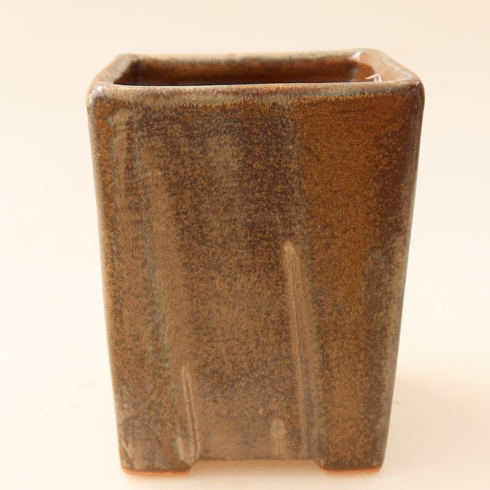 Vaso da bonsai in ceramica 7,5 x 7,5 x 10 cm, colore marrone