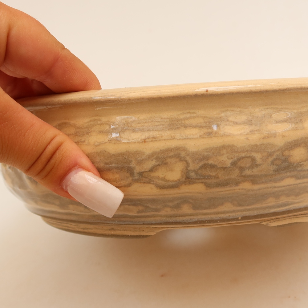 Vaso da bonsai in ceramica 22 x 22 x 6 cm, colore beige