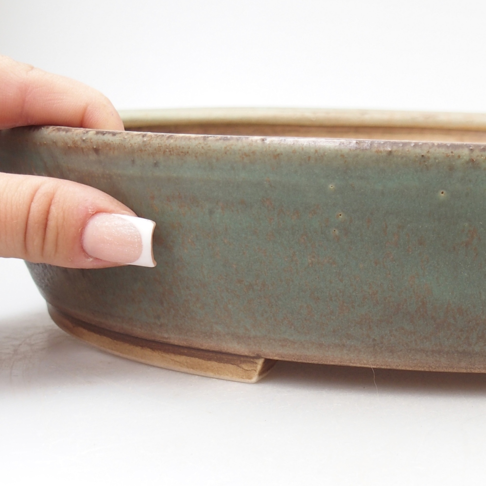 Ciotola per bonsai in ceramica 31,5 x 27,5 x 6 cm, verde