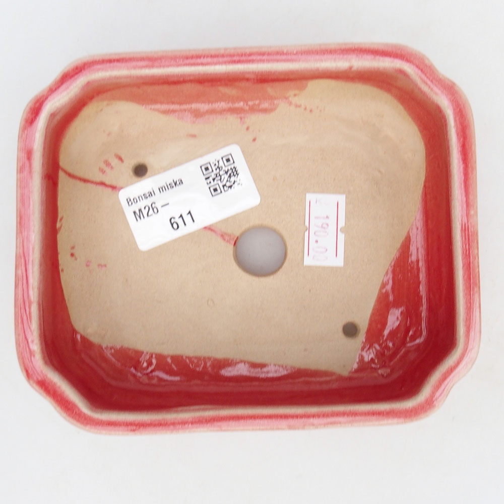 Ciotola per bonsai in ceramica 12 x 10,5 x 4 cm, colore rosso