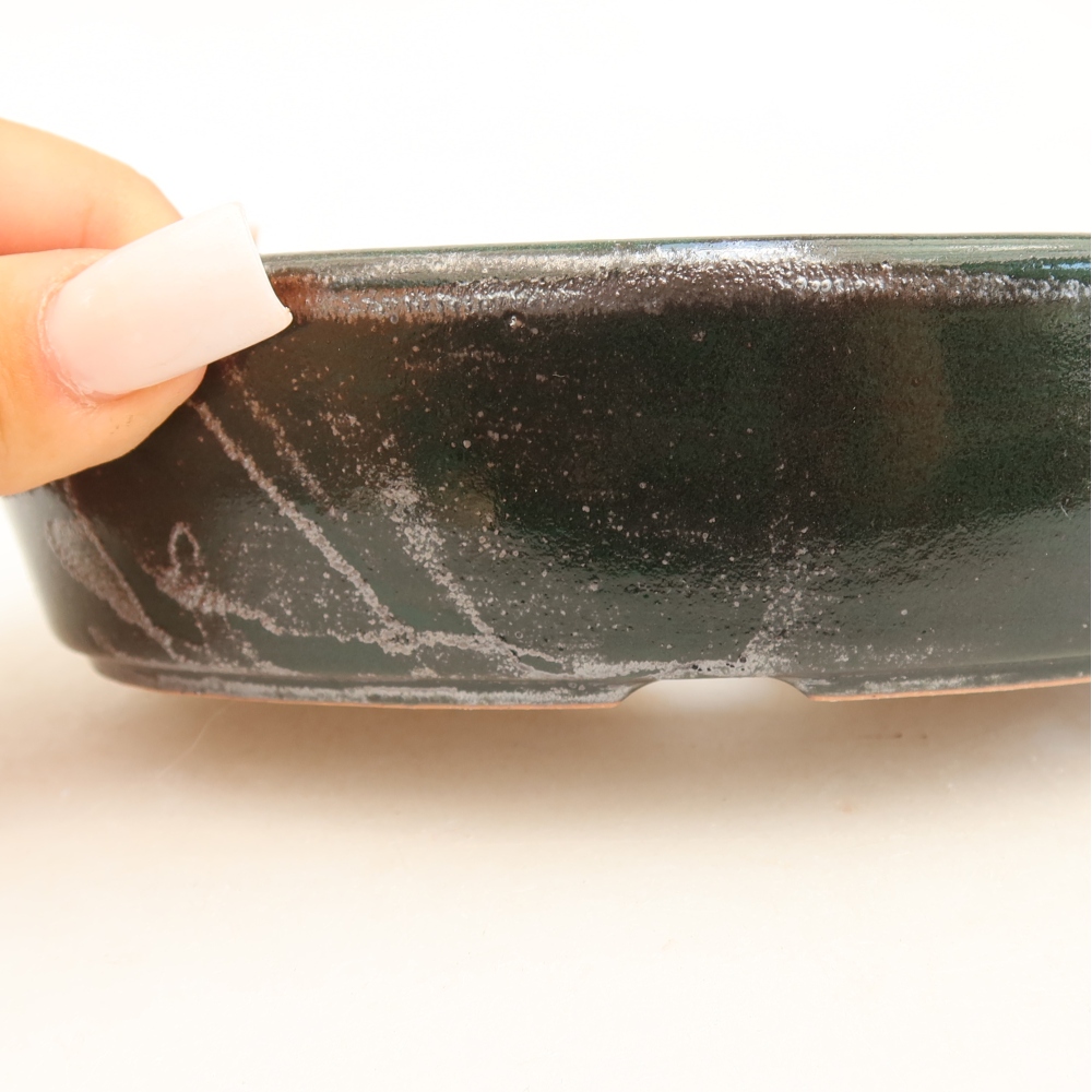 Ciotola per bonsai in ceramica 16,5 x 11,5 x 4,5 cm, verde