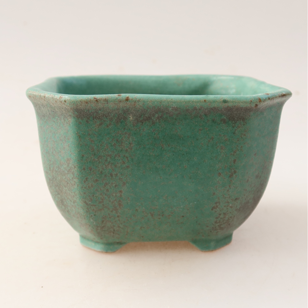 Vaso da bonsai in ceramica 10 x 10 x 6,5 cm, colore verde