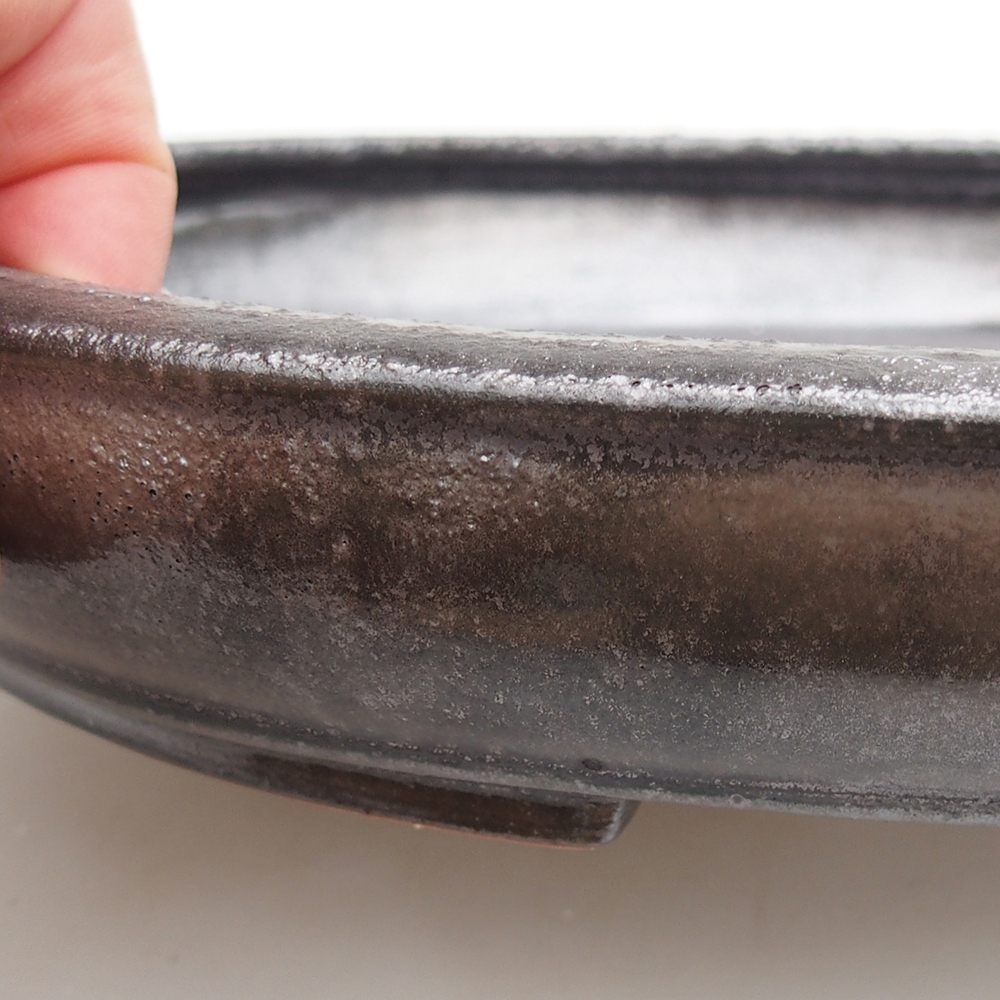 Ciotola per bonsai in ceramica 24 x 19,5 x 4 cm, colore nero-verde