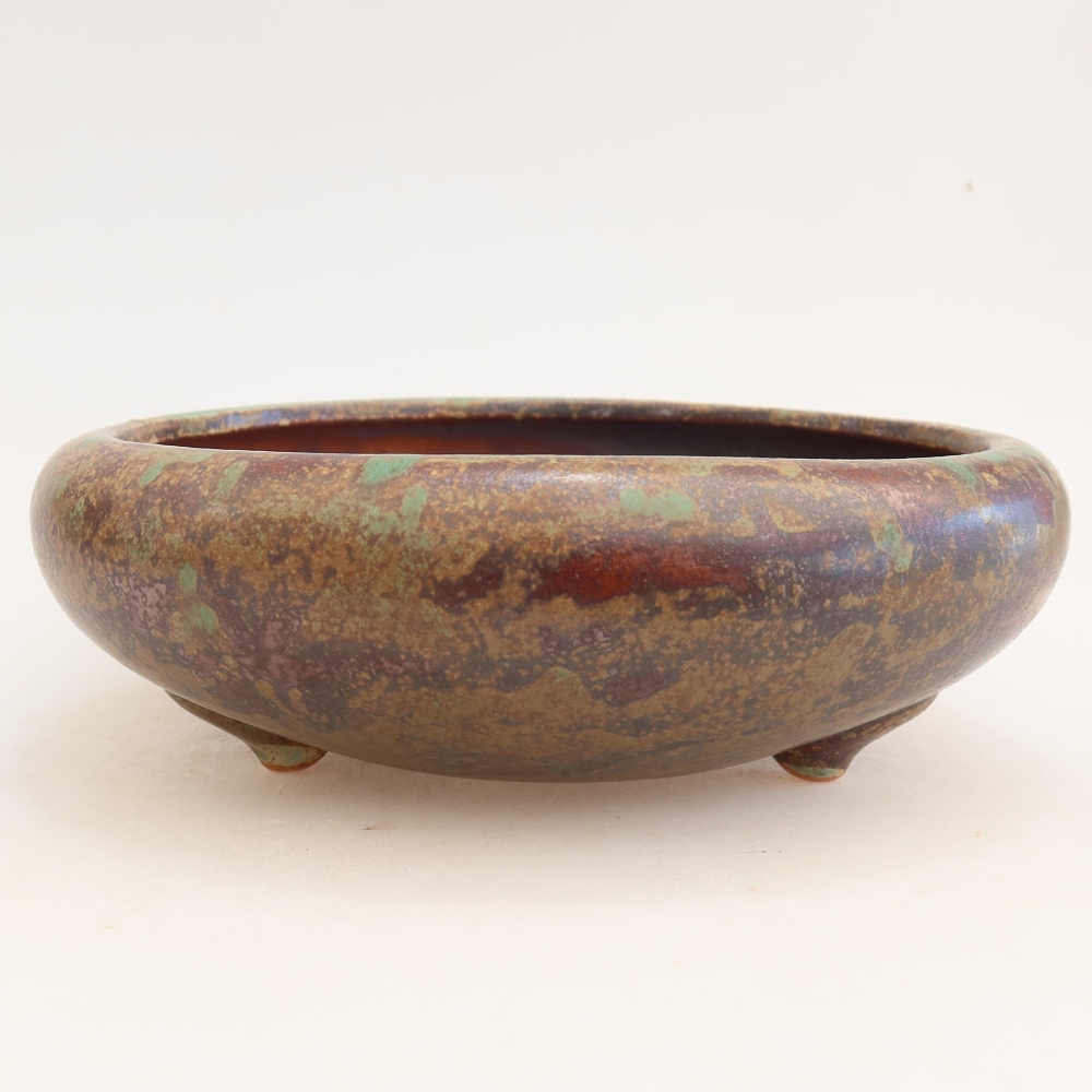 Vaso da bonsai in ceramica 20,5 x 20,5 x 7 cm, colore verde-marrone