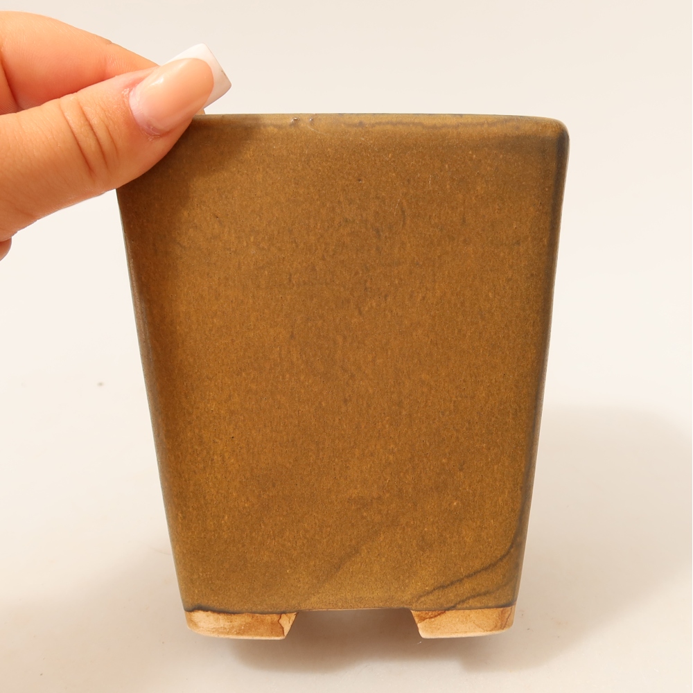 Vaso da bonsai in ceramica 10,5 x 10,5 x 12 cm, colore marrone