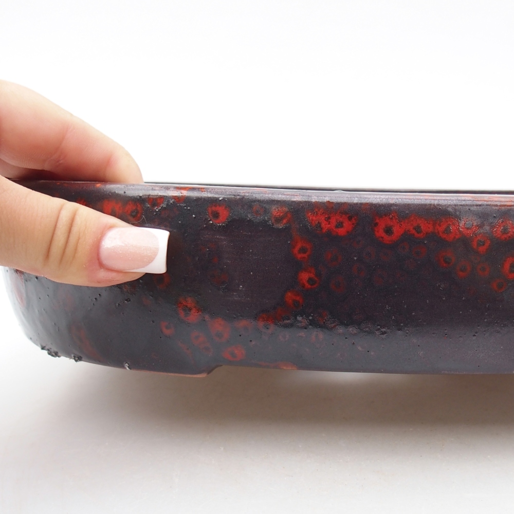 Ciotola bonsai in ceramica 27 x 21 x 5,5 cm, colore rosso-nero