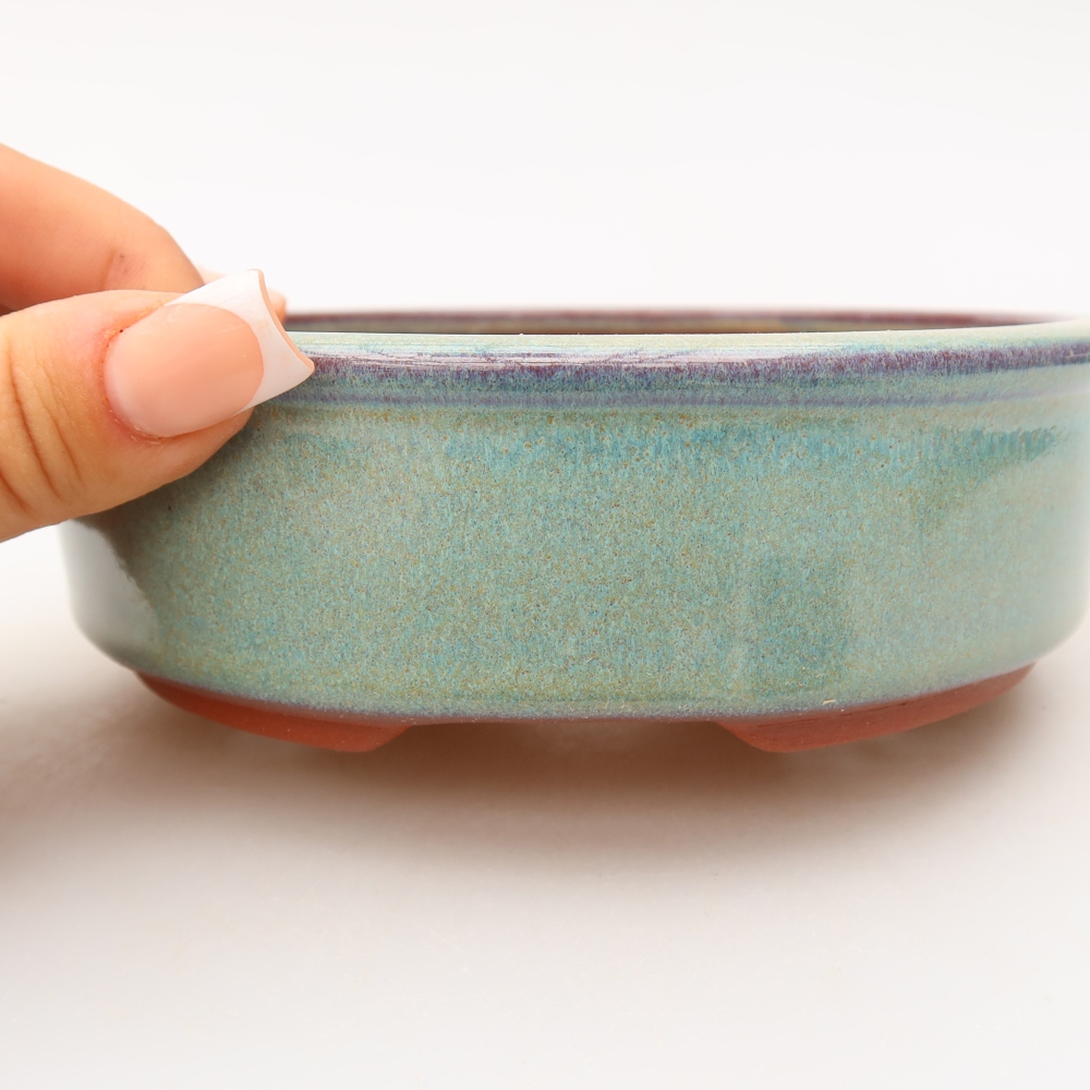 Vaso da bonsai in ceramica 14 x 14 x 4,5 cm, colore verde