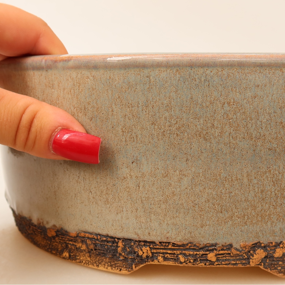 Vaso in ceramica per bonsai 24 x 24 x 9 cm, colore grigio