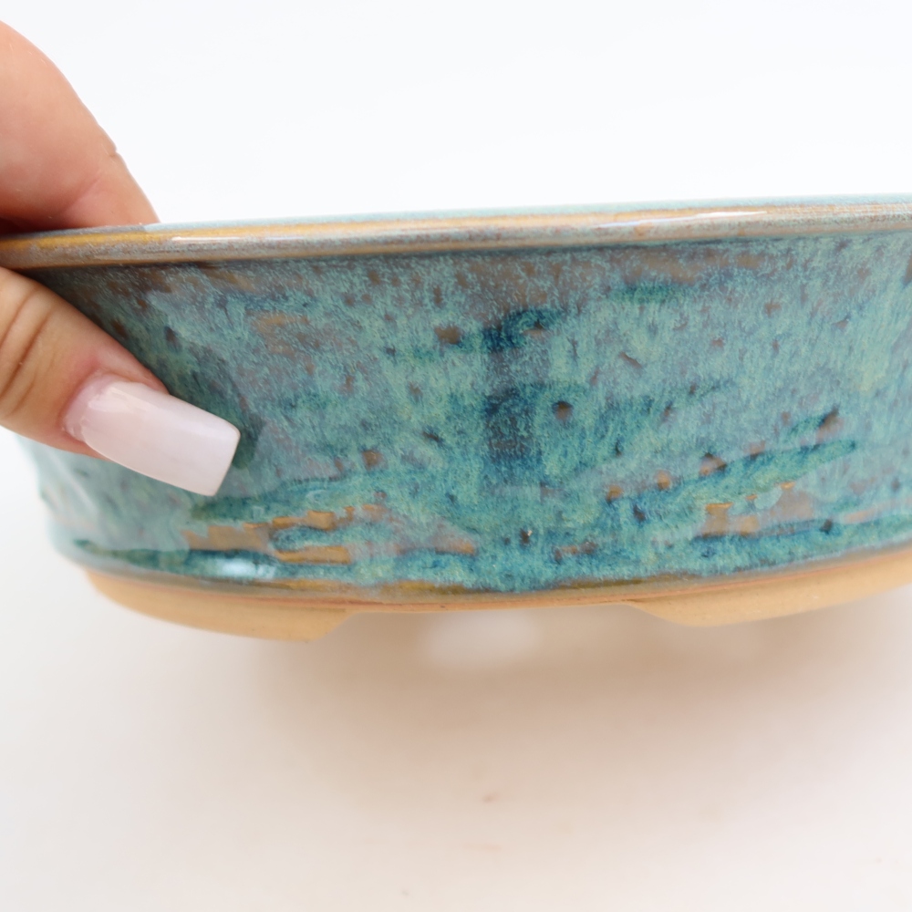 Vaso da bonsai in ceramica 23,5 x 23,5 x 6 cm, colore blu