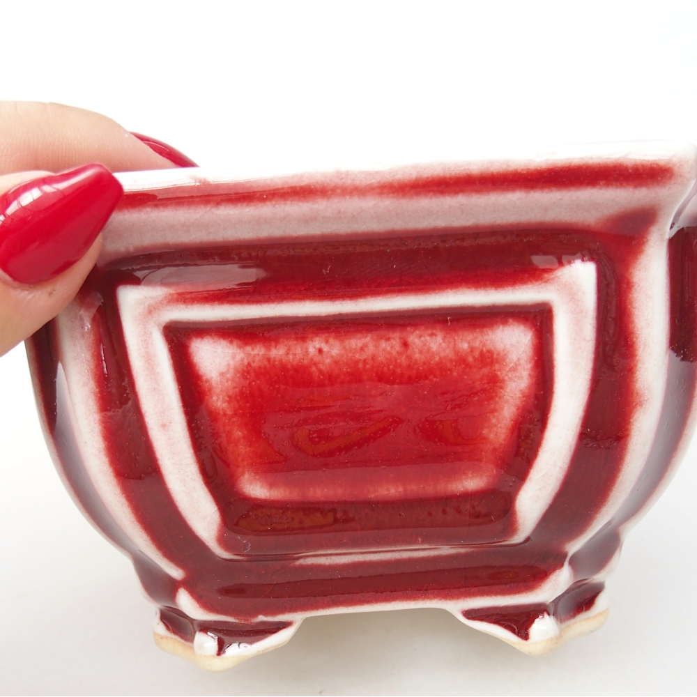 Ciotola bonsai in ceramica 11 x 11 x 7 cm, colore rosso