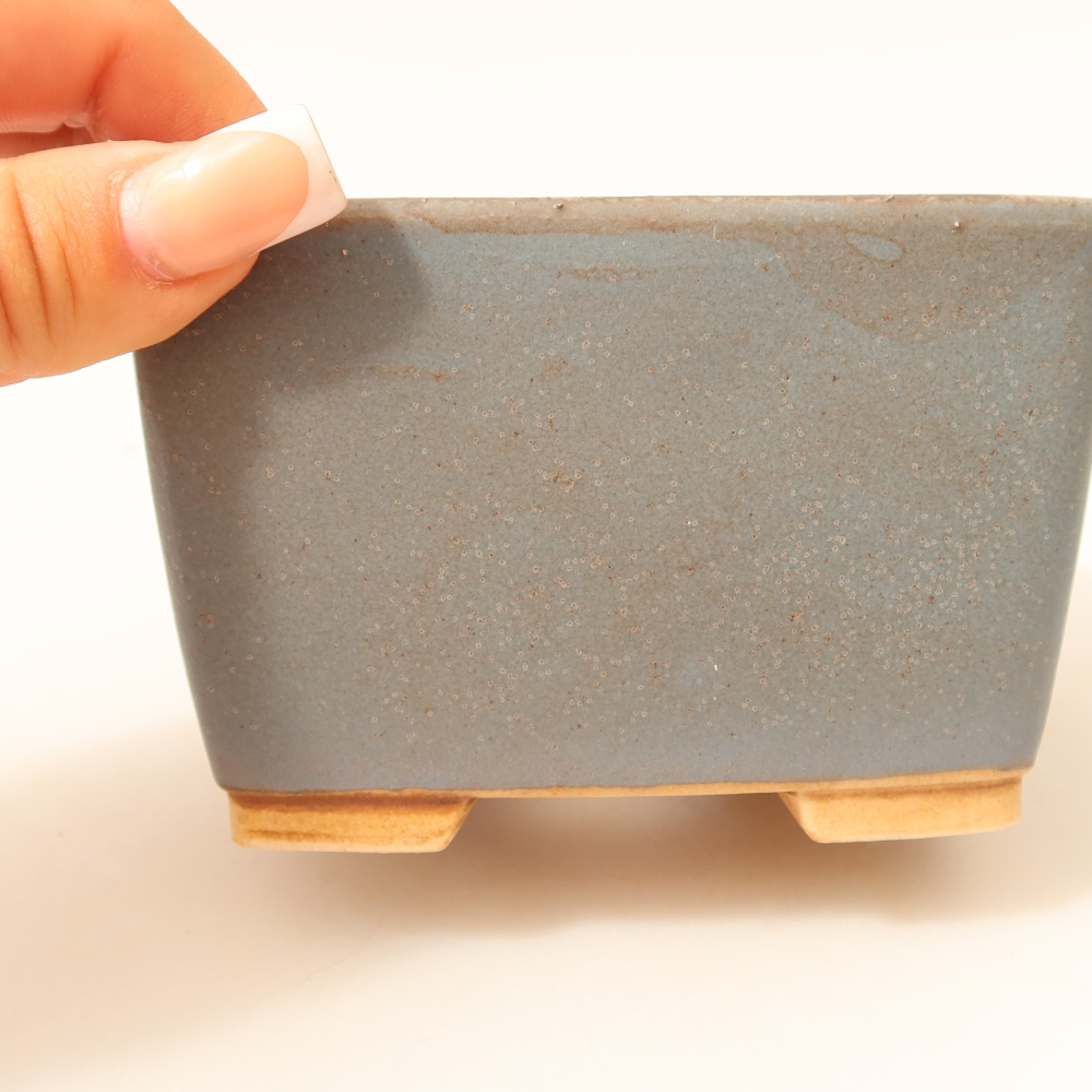 Vaso da bonsai in ceramica 10,5 x 10,5 x 7 cm, colore blu