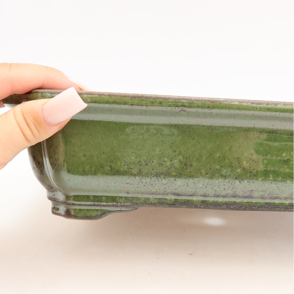 Ciotola per bonsai in ceramica 27,5 x 21,5 x 7 cm, verde