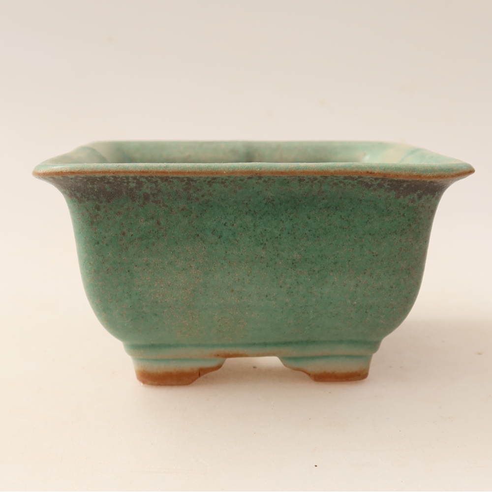 Vaso da bonsai in ceramica 9,5 x 9,5 x 5,5 cm, colore verde