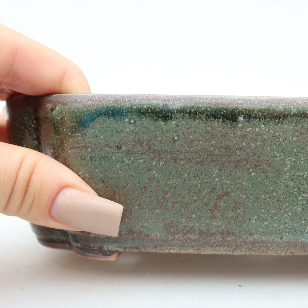 Vaso da bonsai in ceramica 18,5 x 13 x 5 cm, colore verde