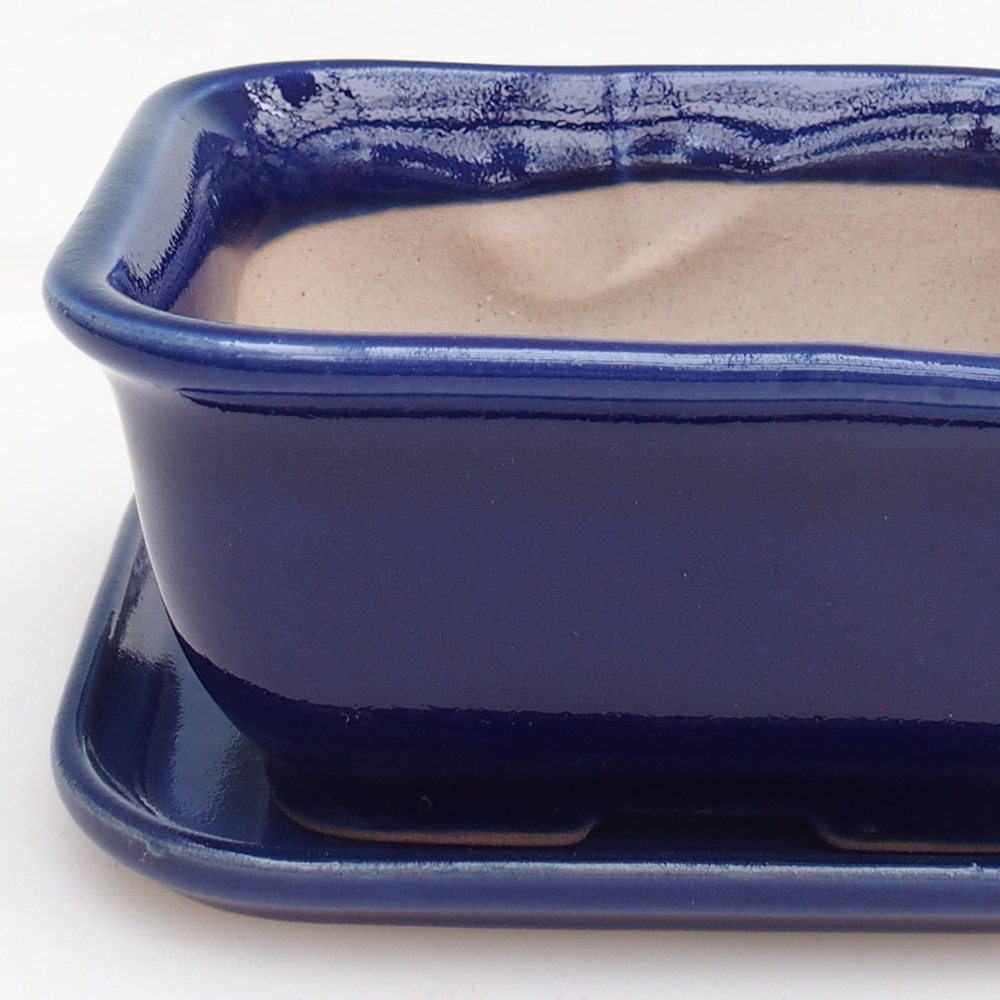 Ciotola bonsai + piattino H11 - 11,5 x 10 x 4 cm - verde