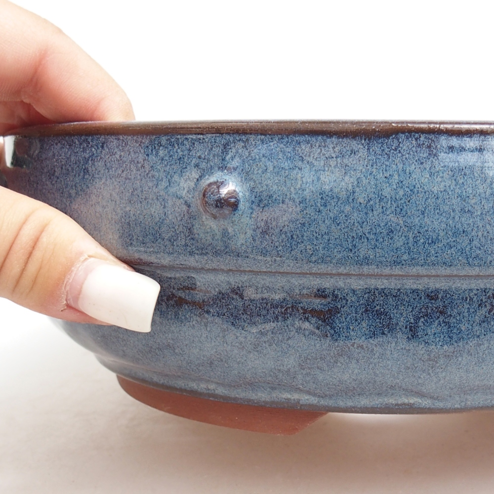 Ciotola bonsai in ceramica 21 x 21 x 6,5 cm, colore blu
