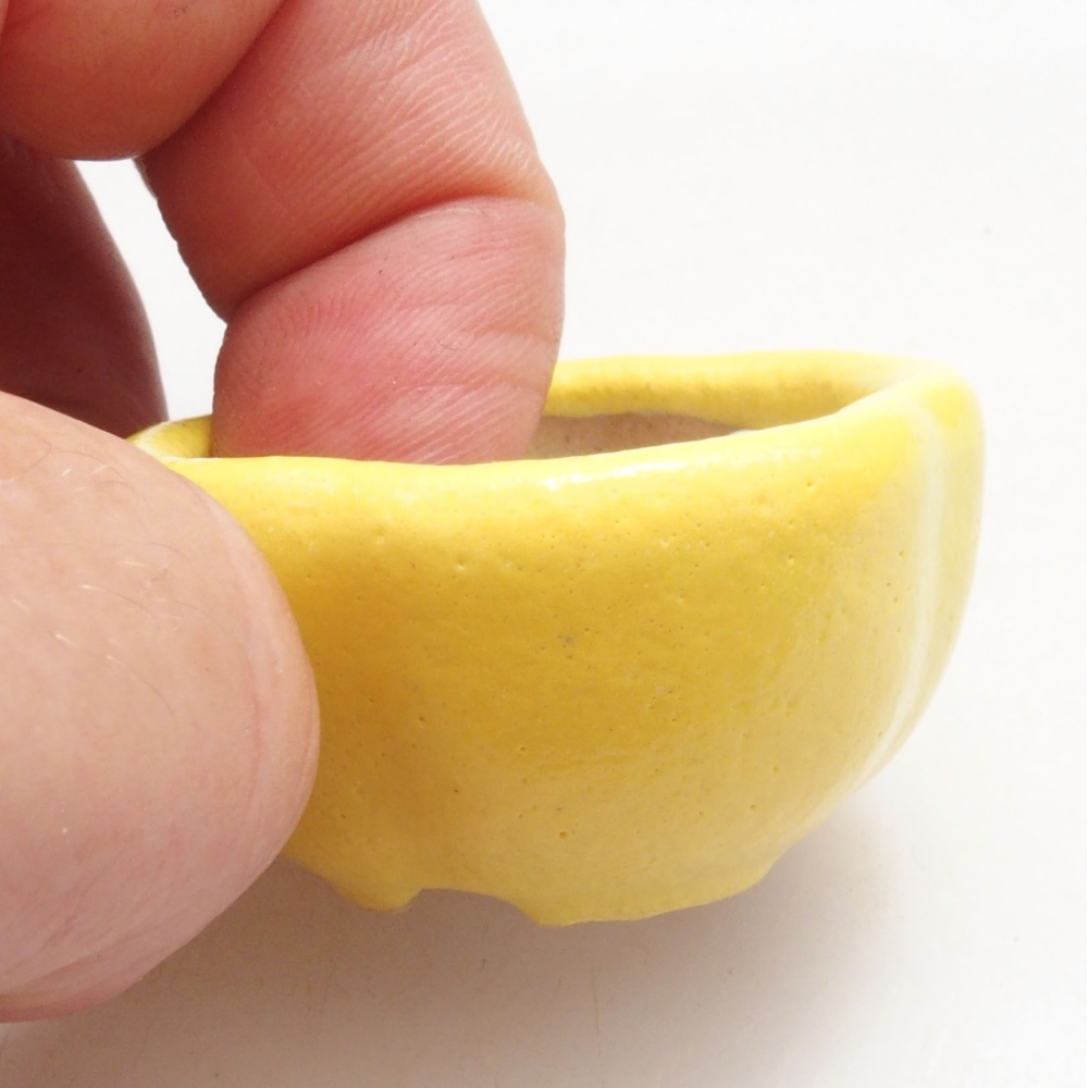 Ciotola per bonsai in ceramica 4 x 4 x 2 cm, giallo