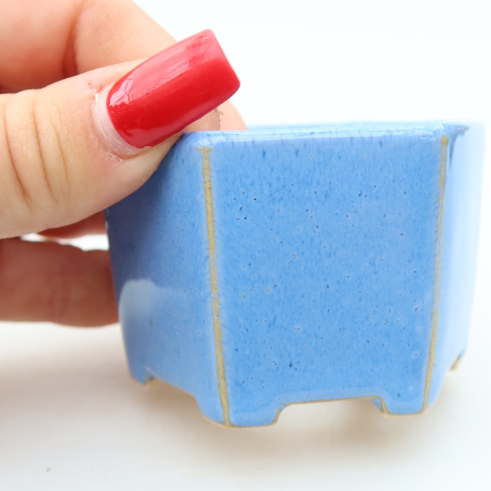 Vaso in ceramica per bonsai 7 x 6 x 4,5 cm, colore blu