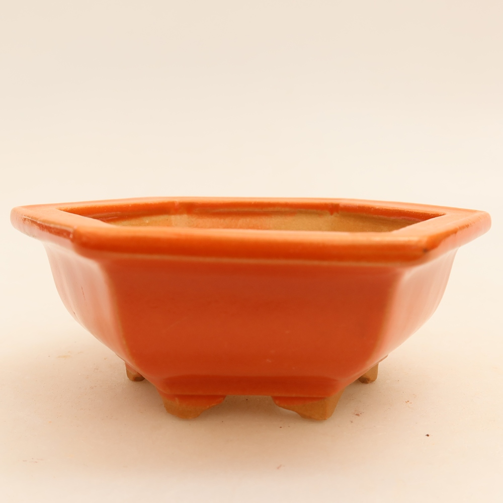 Vaso da bonsai in ceramica 12 x 10,5 x 4 cm, colore arancione