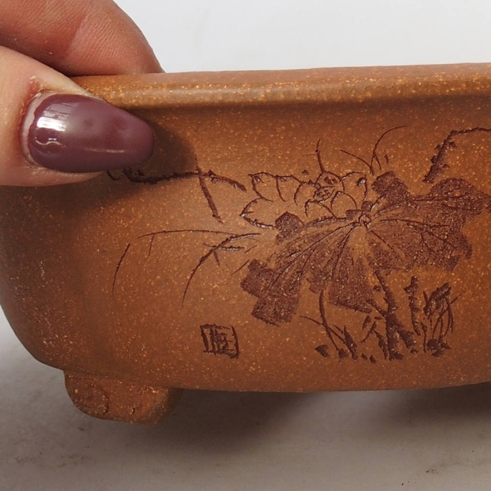 Ciotola per bonsai in ceramica 15,5 x 13 x 6 cm, marrone