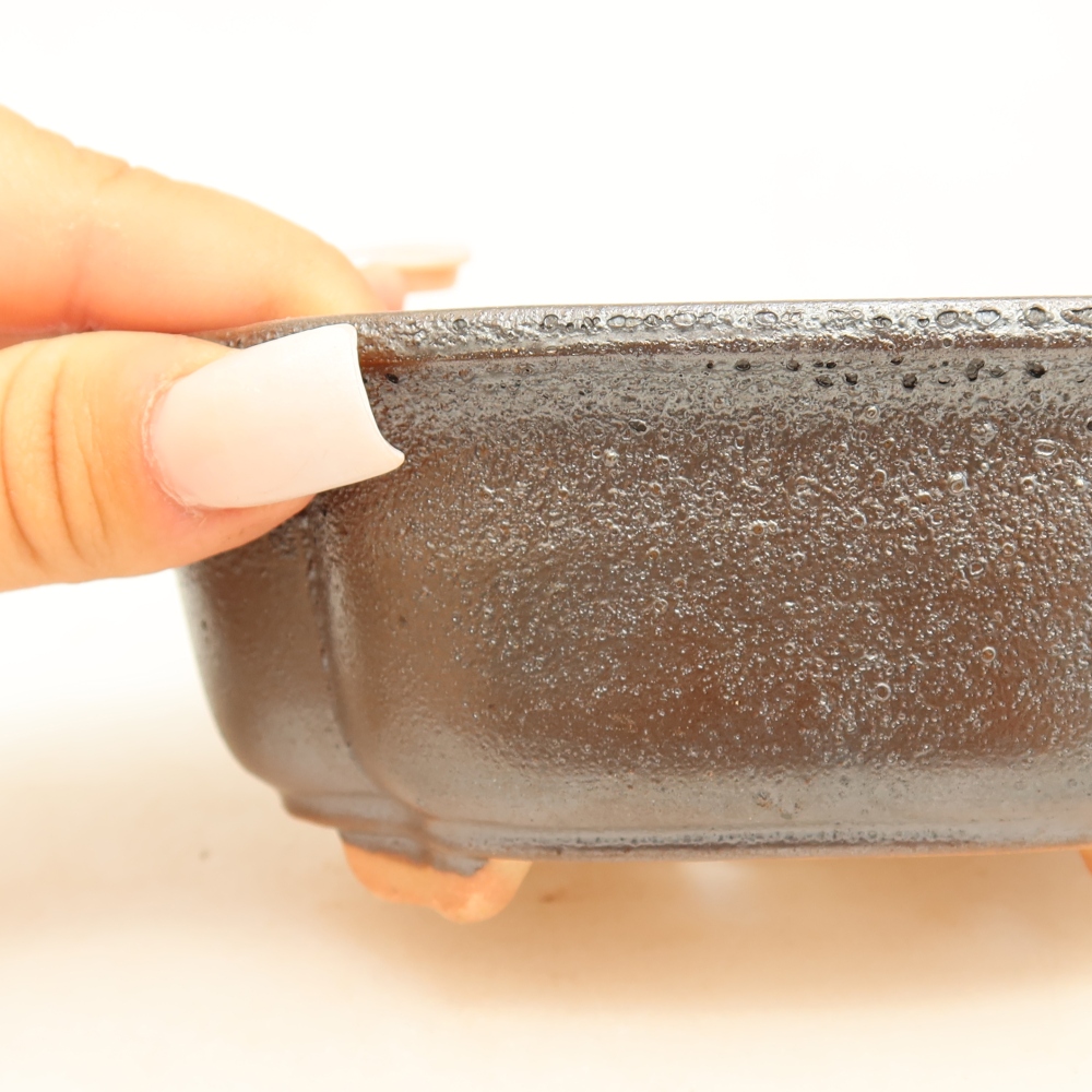 Vaso da bonsai in ceramica 13,5 x 10,5 x 5 cm, colore metallizzato