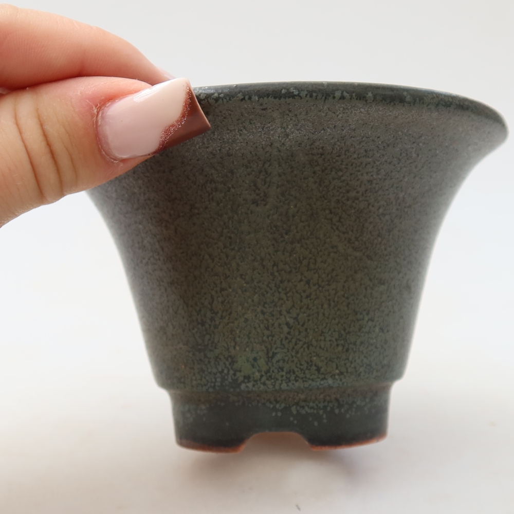 Vaso da bonsai in ceramica 10,5 x 10,5 x 7 cm, colore grigio