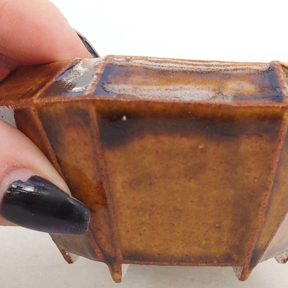 Ciotola per bonsai in ceramica 8,5 x 8 x 4 cm, marrone