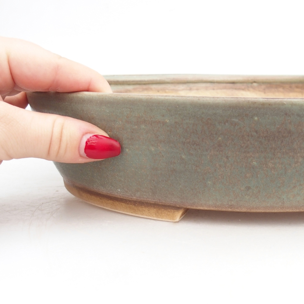 Ciotola per bonsai in ceramica 28,5 x 25 x 6 cm, verde