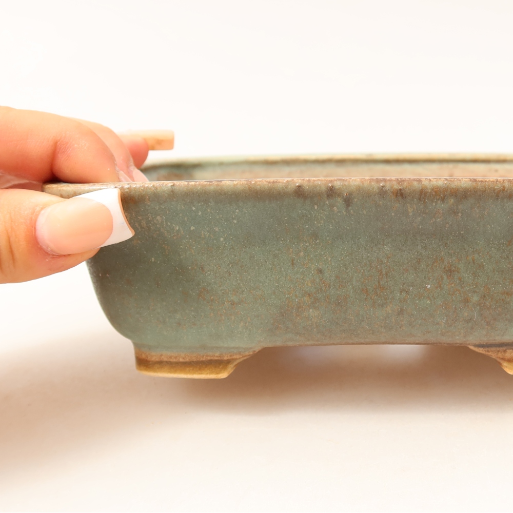 Vaso da bonsai in ceramica 15 x 13 x 4,5 cm, colore verde