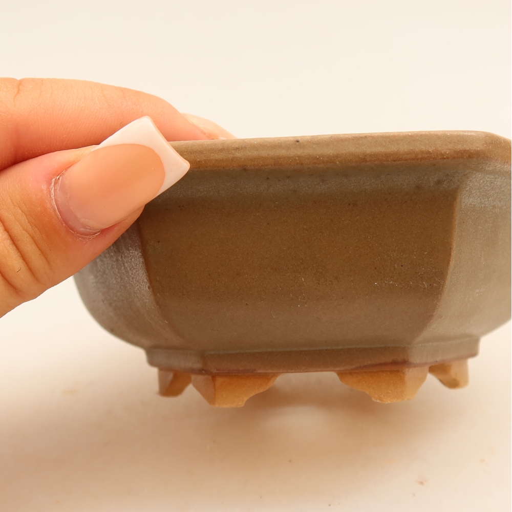 Vaso da bonsai in ceramica 12 x 10,5 x 4 cm, colore grigio
