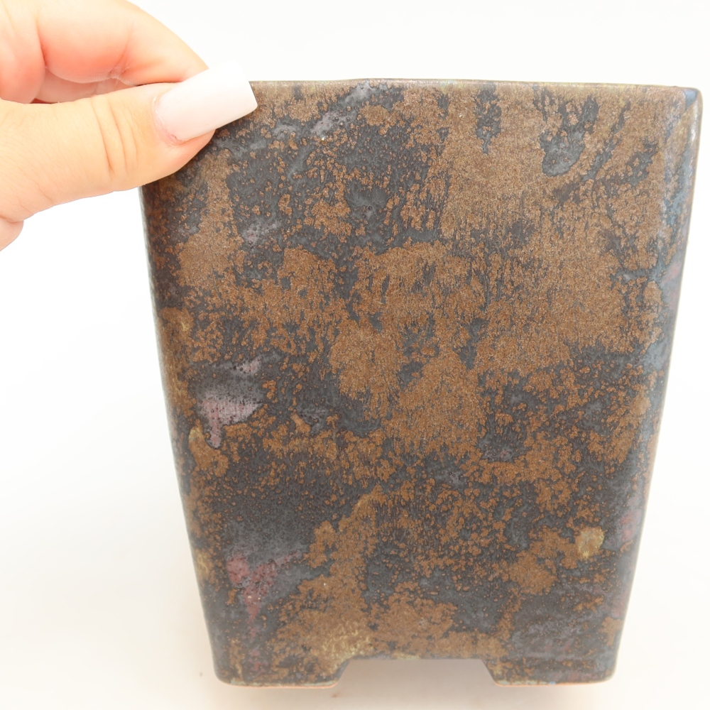 Ciotola per bonsai in ceramica 14 x 14 x 15 cm, marrone