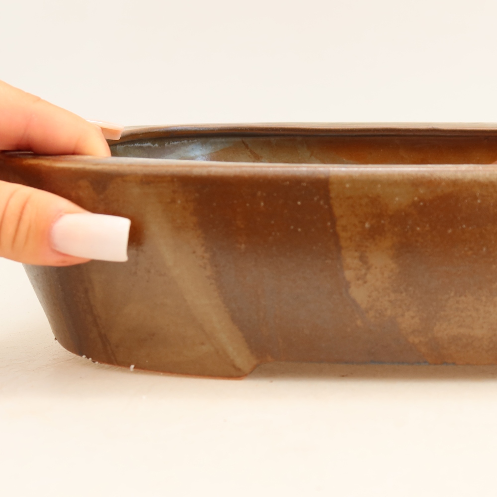 Vaso da bonsai in ceramica 32 x 24,5 x 6,5 cm, colore marrone