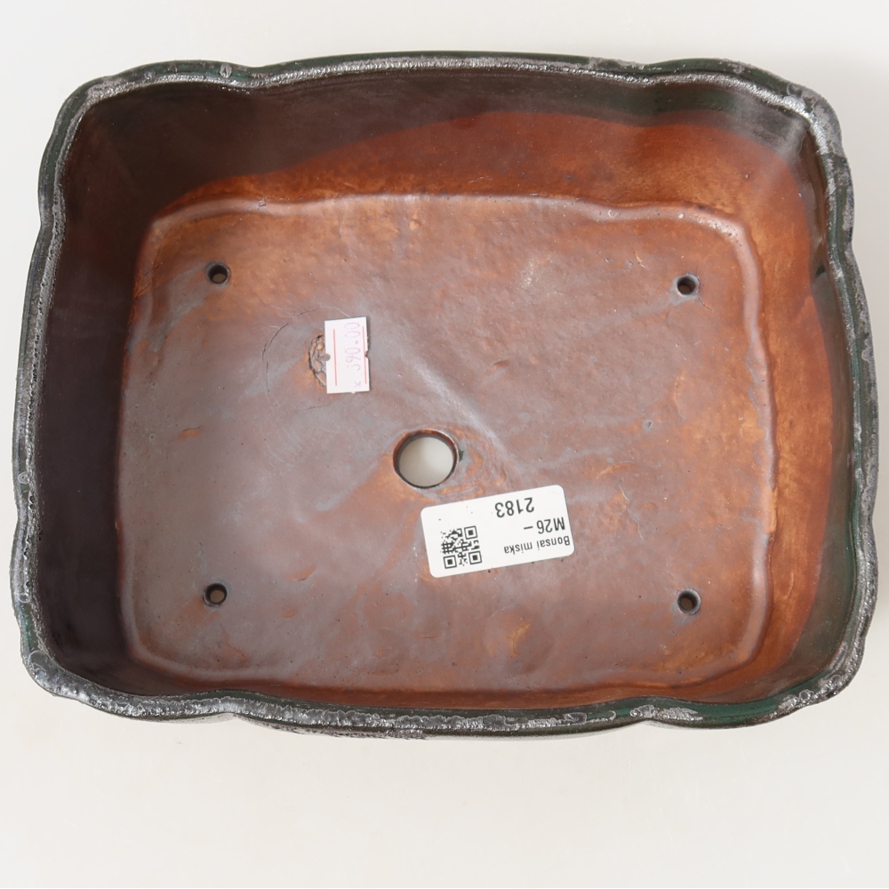 Vaso da bonsai in ceramica 20,5 x 17,5 x 7 cm, colore verde metallizzato